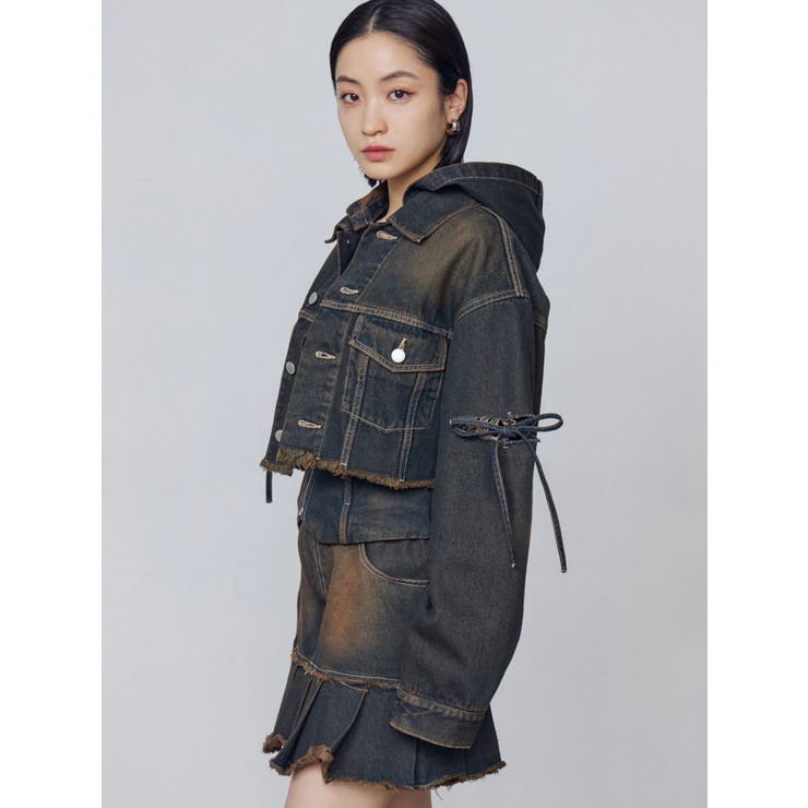 カットスリーブフードデニムブルゾン | EMODA | 詳細画像34 