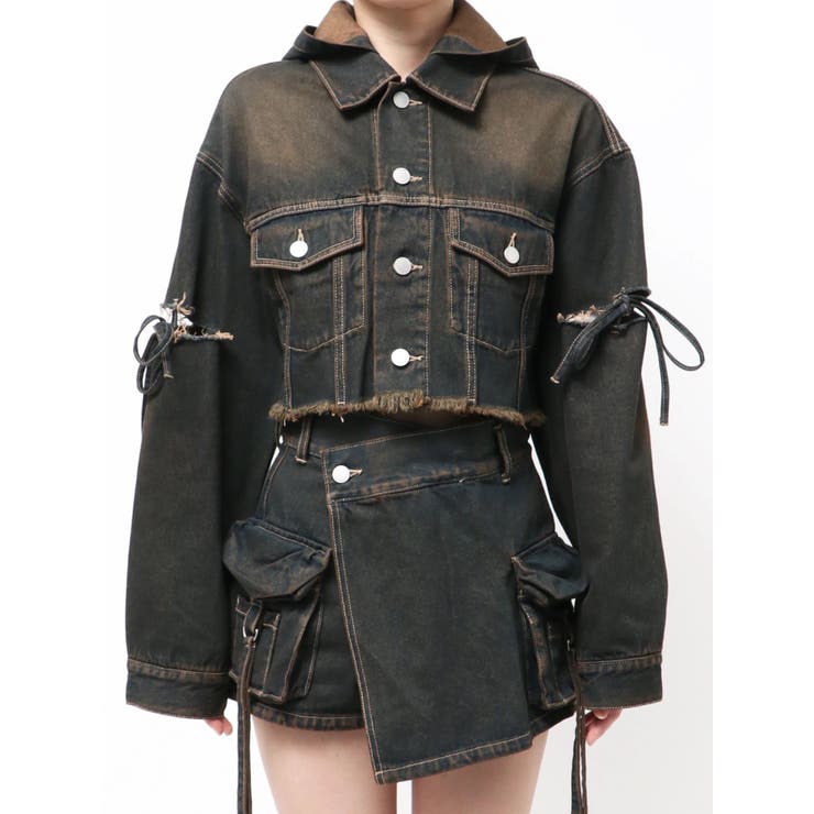 カットスリーブフードデニムブルゾン | EMODA | 詳細画像43 