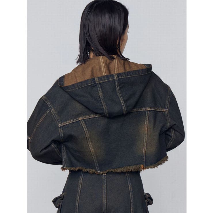 カットスリーブフードデニムブルゾン | EMODA | 詳細画像9 