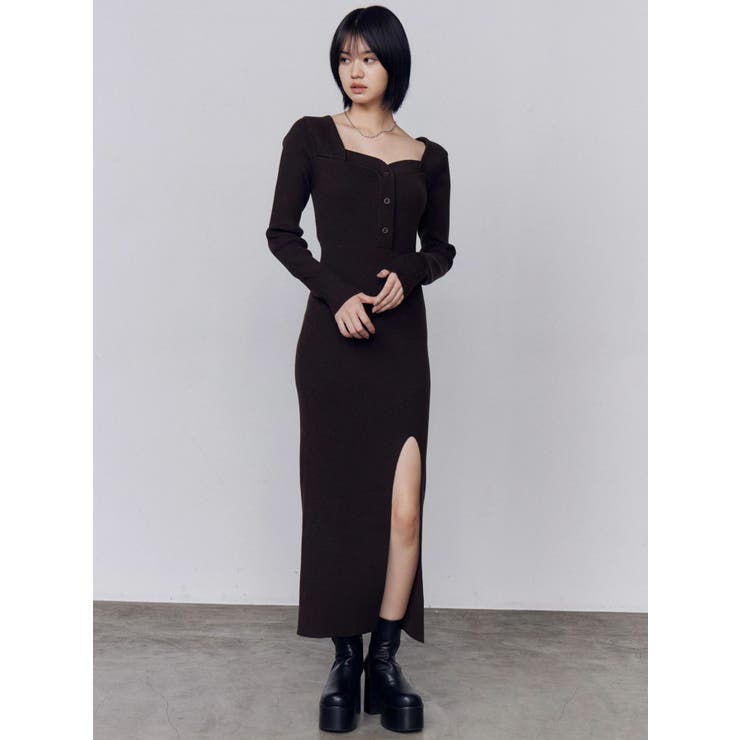 フロントボタンリブニットワンピース | EMODA | 詳細画像13 