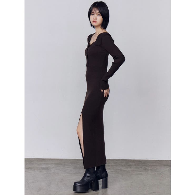 フロントボタンリブニットワンピース | EMODA | 詳細画像14 