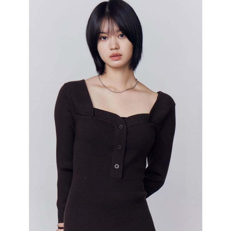 フロントボタンリブニットワンピース | EMODA | 詳細画像15 