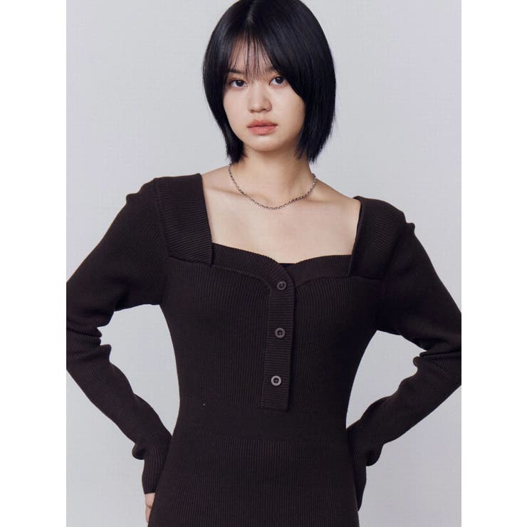 フロントボタンリブニットワンピース | EMODA | 詳細画像16 