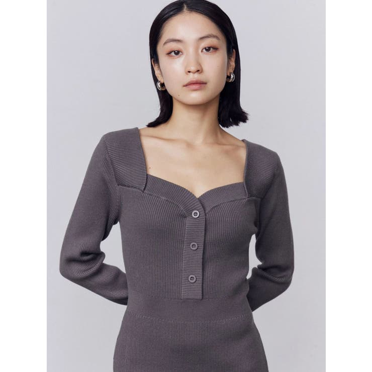 フロントボタンリブニットワンピース | EMODA | 詳細画像8 