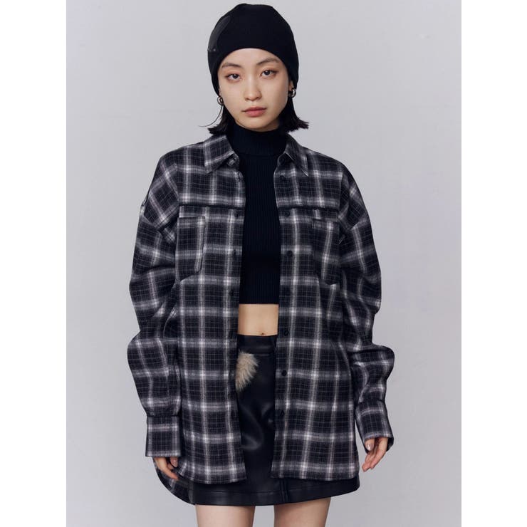 ブラック | エッジレースオーバーシャツ | EMODA