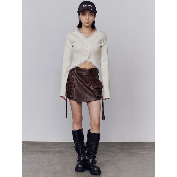 カーゴラップフェイクレザーショートパンツ | EMODA | 詳細画像13 