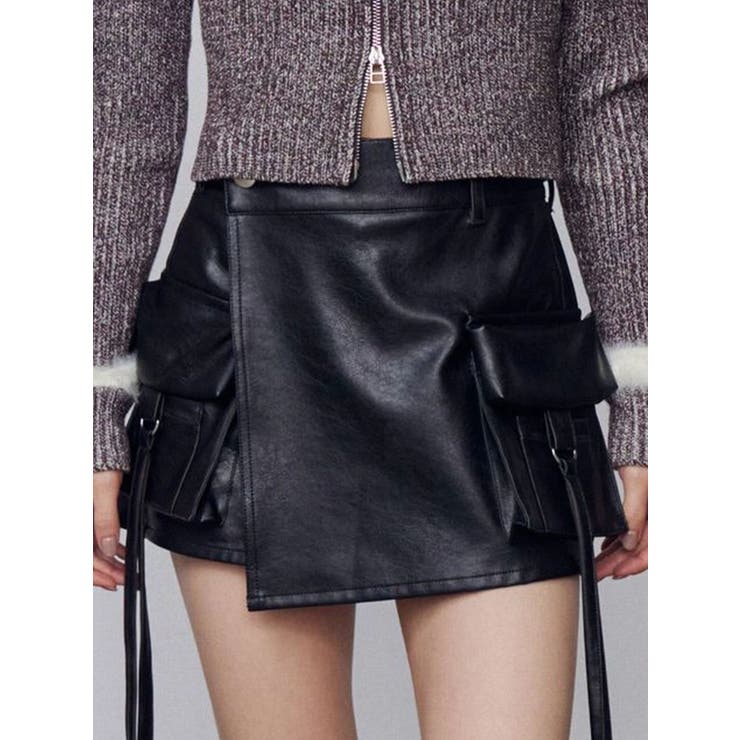 カーゴラップフェイクレザーショートパンツ | EMODA | 詳細画像20 