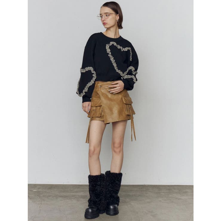 カーゴラップフェイクレザーショートパンツ | EMODA | 詳細画像28 