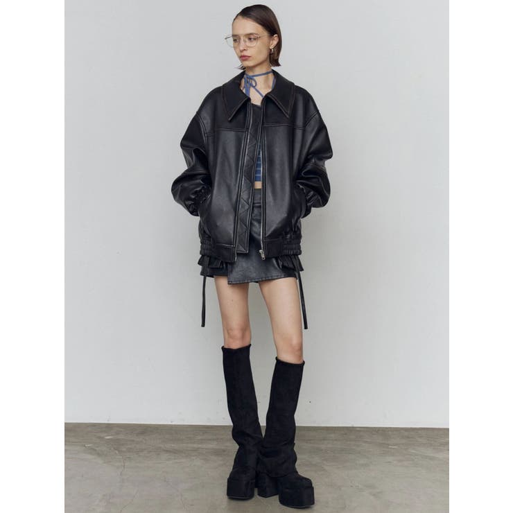 カーゴラップフェイクレザーショートパンツ | EMODA | 詳細画像29 