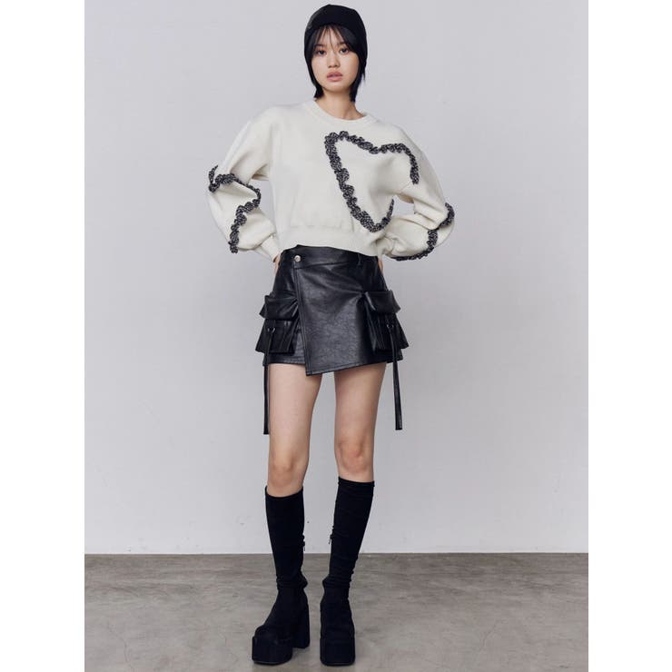 カーゴラップフェイクレザーショートパンツ | EMODA | 詳細画像3 