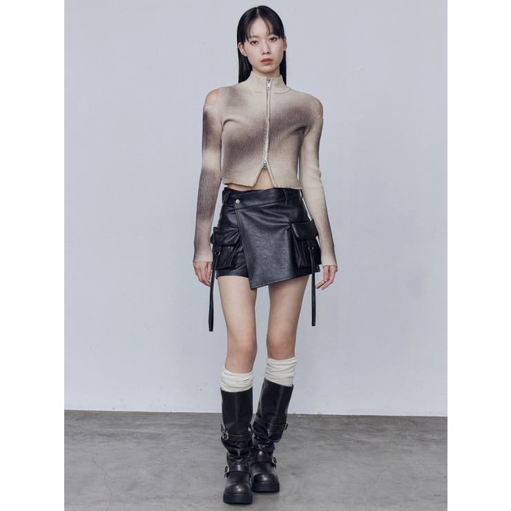 カーゴラップフェイクレザーショートパンツ | EMODA | 詳細画像38 