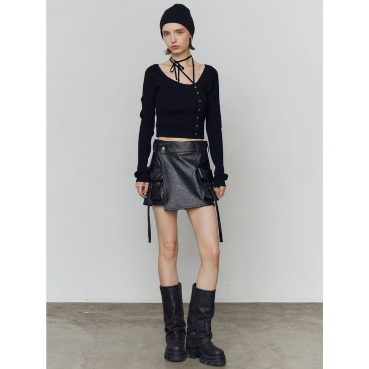 カーゴラップフェイクレザーショートパンツ | EMODA | 詳細画像50 