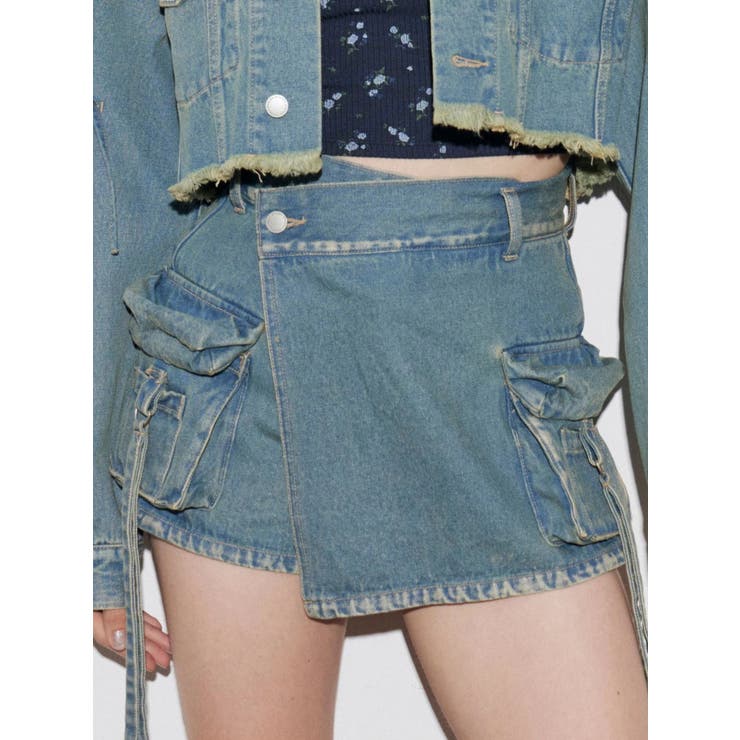 アイスブルー | カーゴラップショートパンツ | EMODA