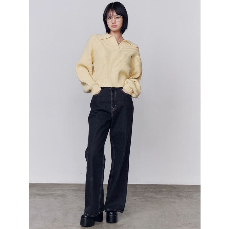 ミッドワイドジャストウエストジーンズ | EMODA | 詳細画像11 