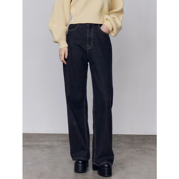 インディゴ | ミッドワイドジャストウエストジーンズ | EMODA