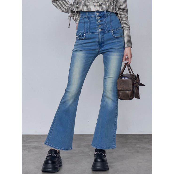 アイスブルー | スーパーハイウエストフレアパギンス | EMODA