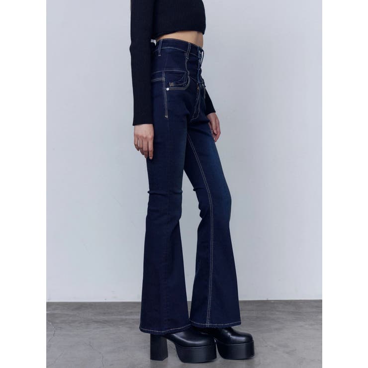 バックリボンフレアハイウエストパギンス | EMODA | 詳細画像10 