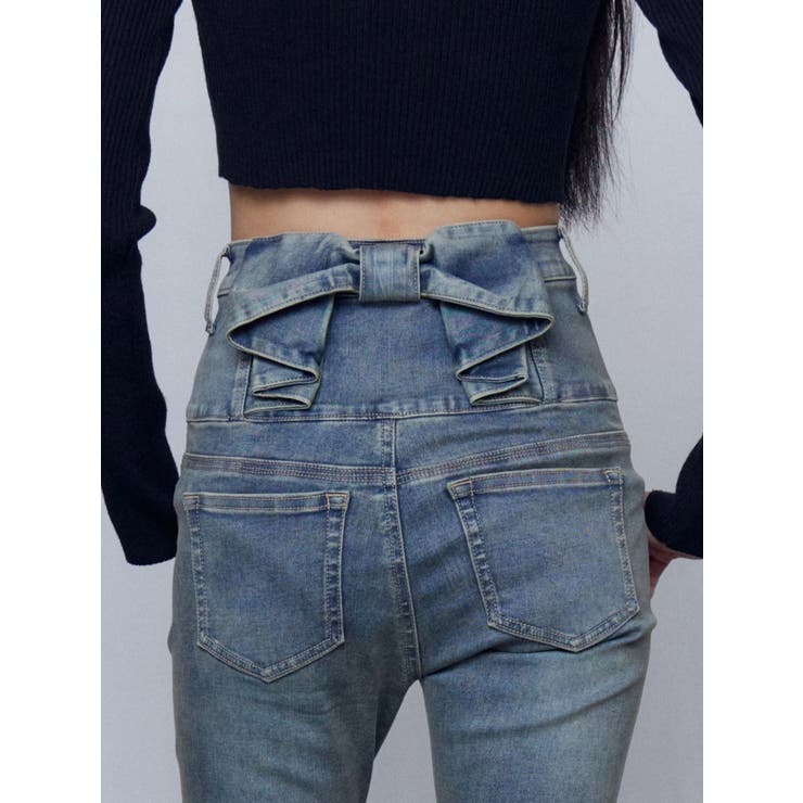 バックリボンフレアハイウエストパギンス | EMODA | 詳細画像15 