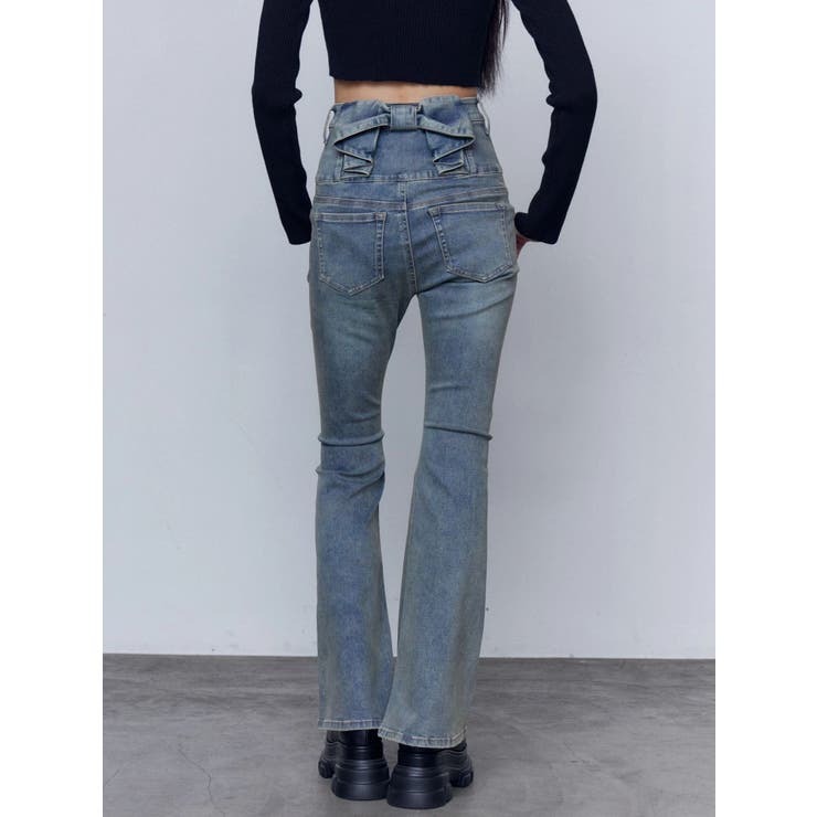 バックリボンフレアハイウエストパギンス | EMODA | 詳細画像16 