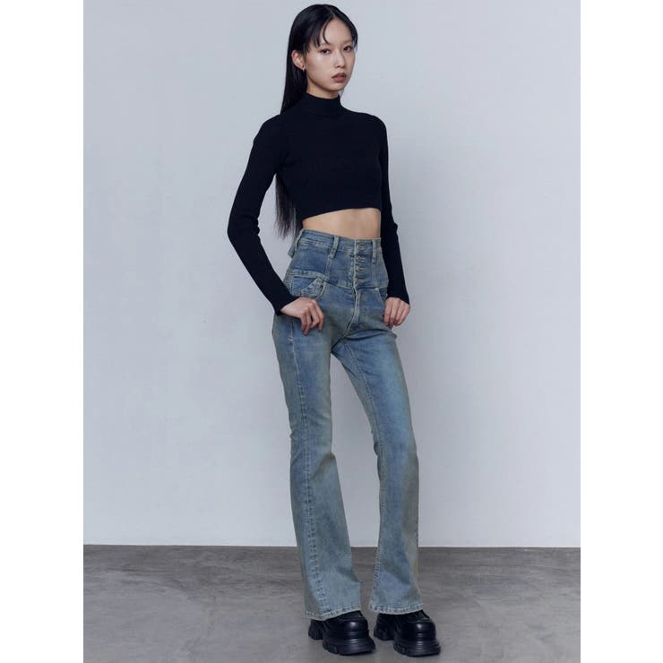 バックリボンフレアハイウエストパギンス | EMODA | 詳細画像21 