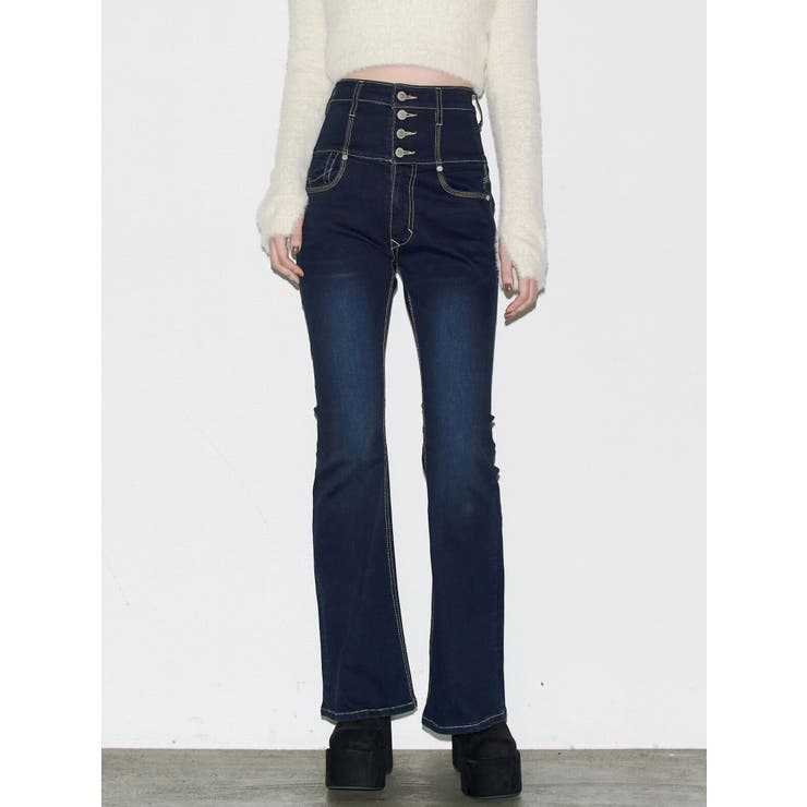 バックリボンフレアハイウエストパギンス | EMODA | 詳細画像3 