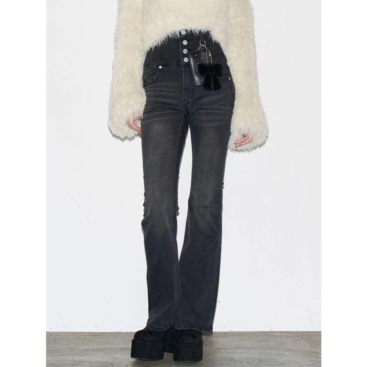 バックリボンフレアハイウエストパギンス | EMODA | 詳細画像37 