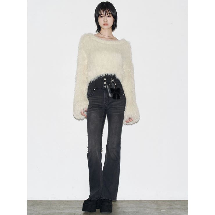 バックリボンフレアハイウエストパギンス | EMODA | 詳細画像38 