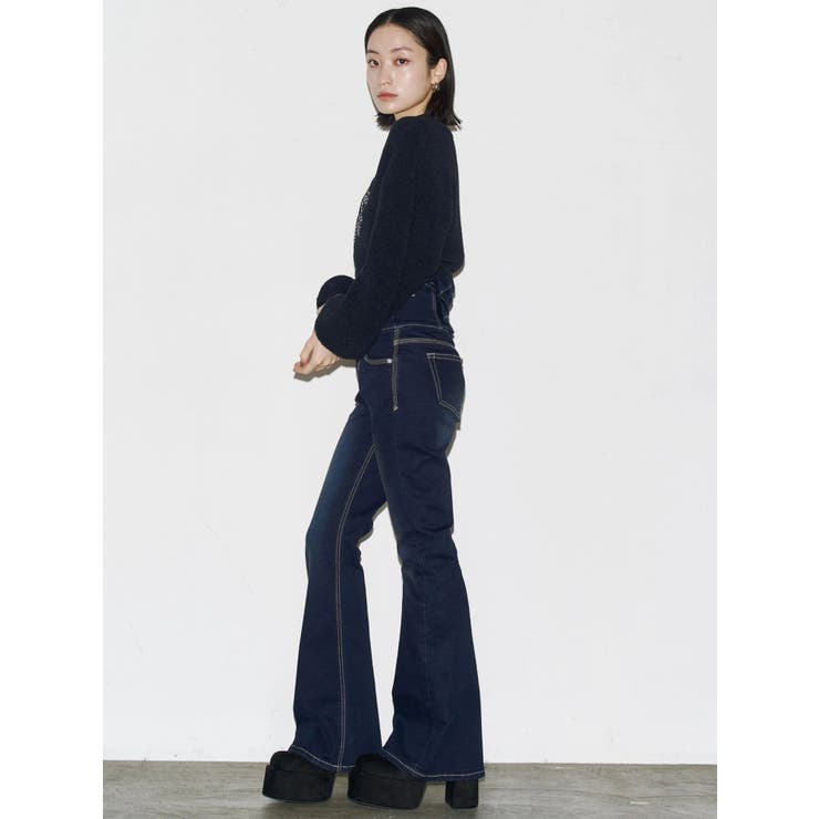 バックリボンフレアハイウエストパギンス | EMODA | 詳細画像47 