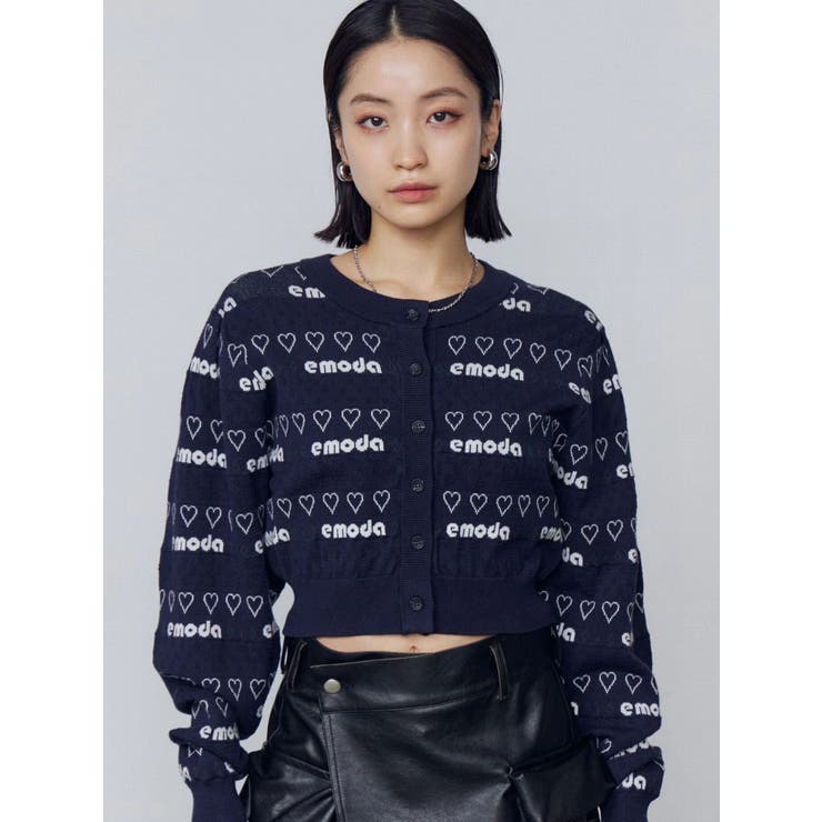 ネイビー | アイレットロゴツインニット | EMODA