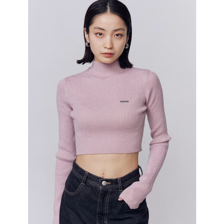 ピンク | ハイネッククロップニット | EMODA
