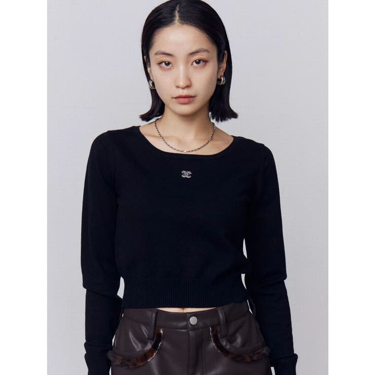 ブラック | プレートクロップニット | EMODA