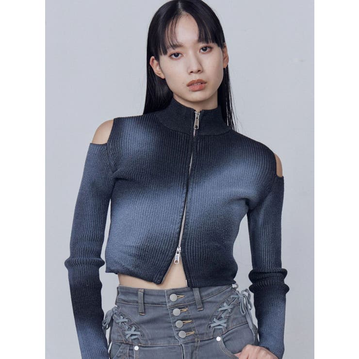 カットウォッシュドプレーティングジップニット | EMODA | 詳細画像3 