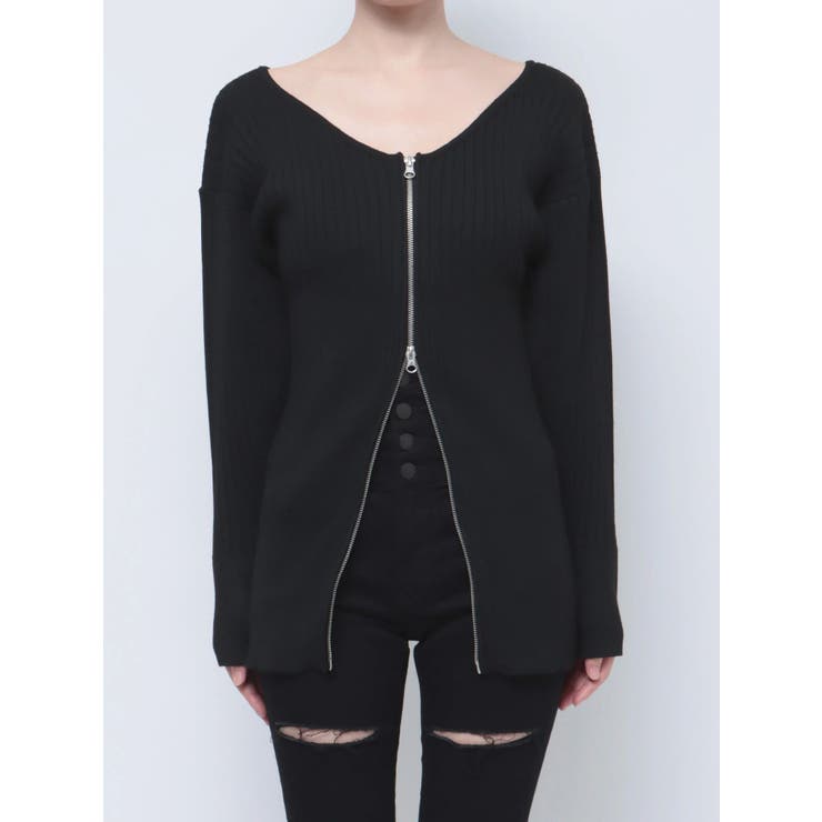 ブラック | レースエッジフィットリブトップ | EMODA