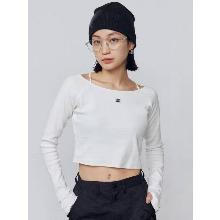 ホワイト | 2WAYストリングリブトップス | EMODA