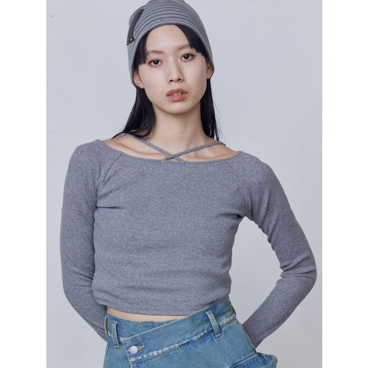 グレー | 2WAYストリングリブトップス | EMODA