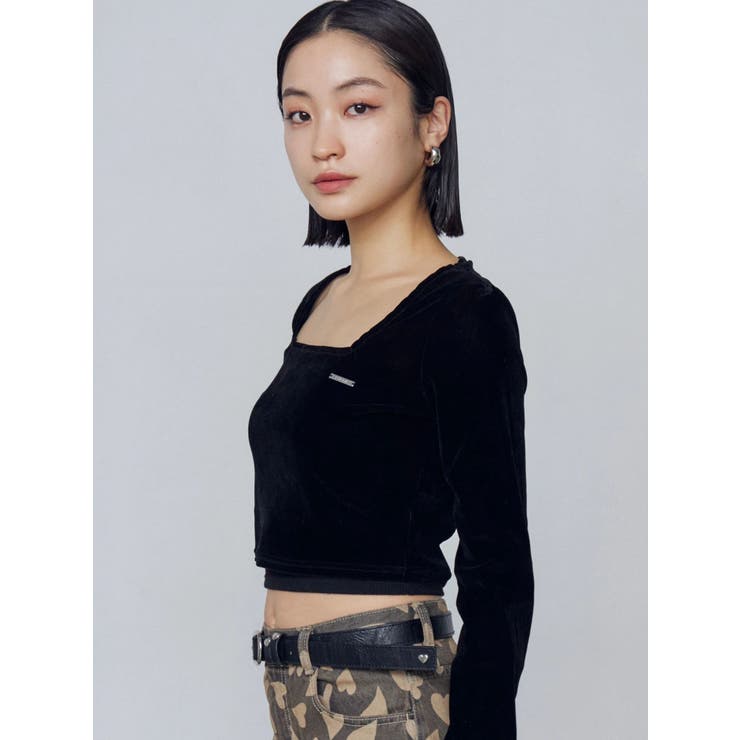 シアーベロアプレートクロップトップ | EMODA | 詳細画像3 