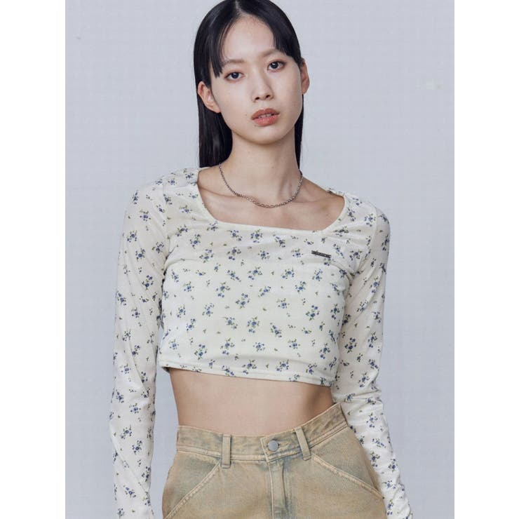 アイボリー | シアーベロアプレートクロップトップ | EMODA