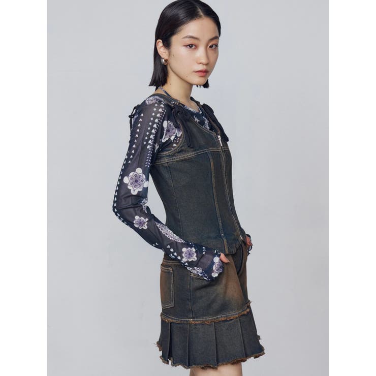 プリーツヘムレイヤードデニムワンピース | EMODA | 詳細画像11 