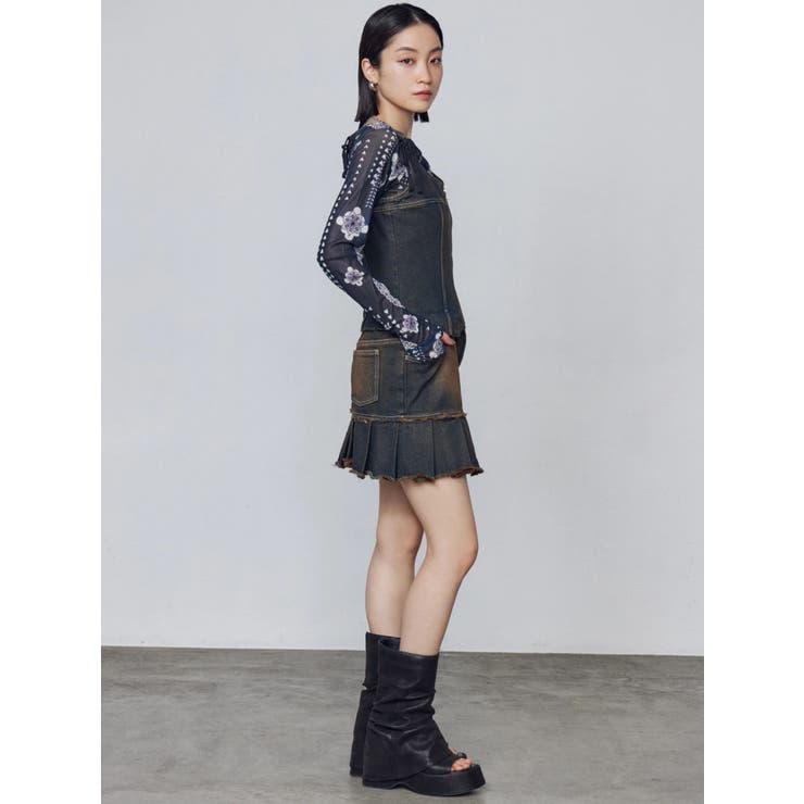 プリーツヘムレイヤードデニムワンピース | EMODA | 詳細画像13 