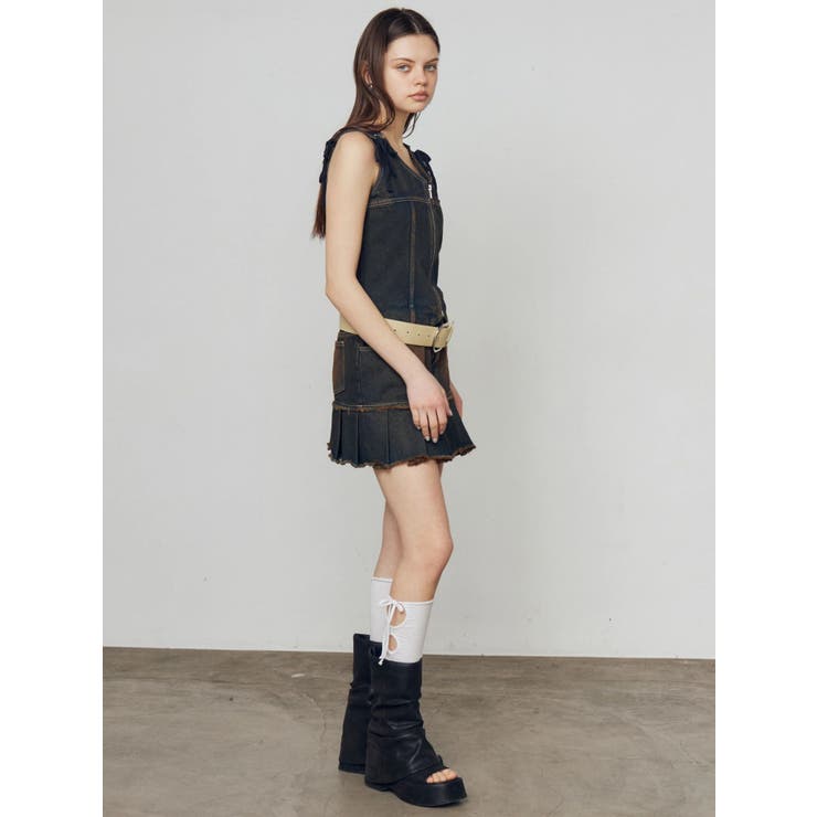 プリーツヘムレイヤードデニムワンピース | EMODA | 詳細画像16 