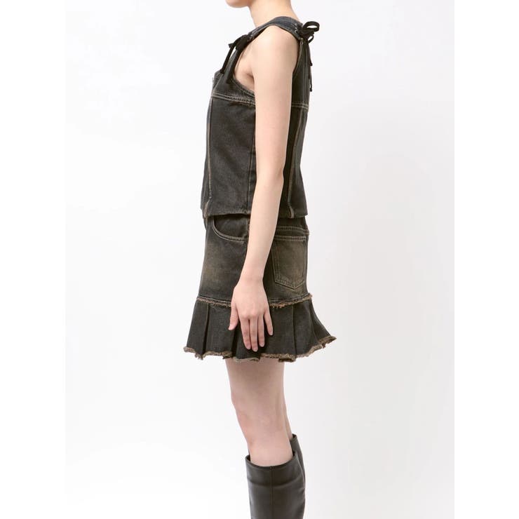 プリーツヘムレイヤードデニムワンピース | EMODA | 詳細画像18 