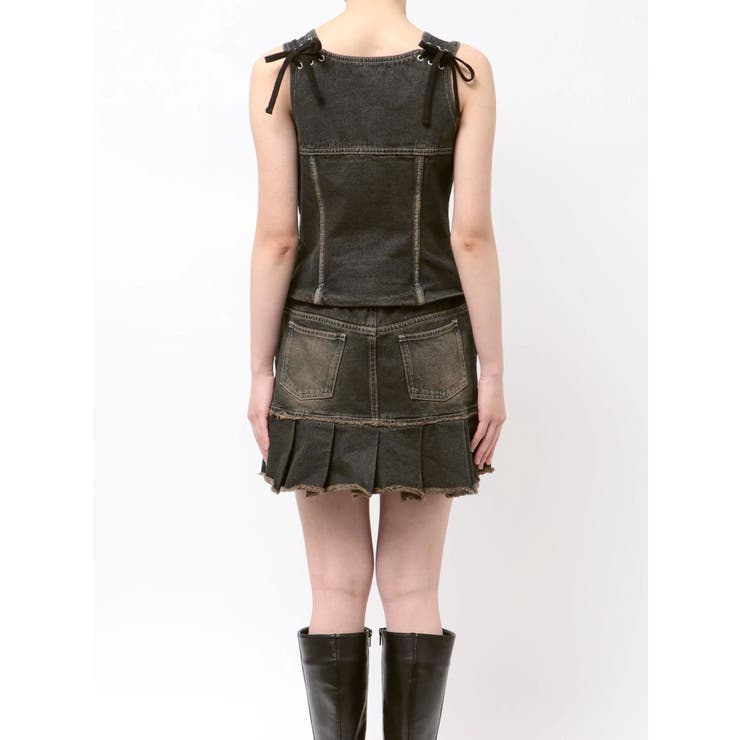 プリーツヘムレイヤードデニムワンピース | EMODA | 詳細画像19 