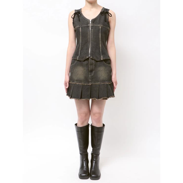 プリーツヘムレイヤードデニムワンピース | EMODA | 詳細画像26 