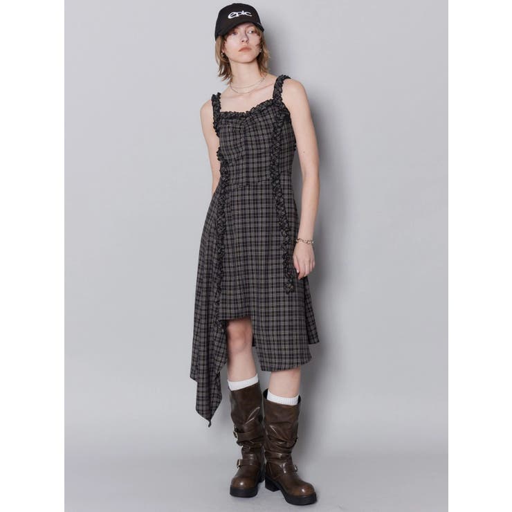 テープフリルアシンメトリーマキシワンピース | EMODA | 詳細画像3 