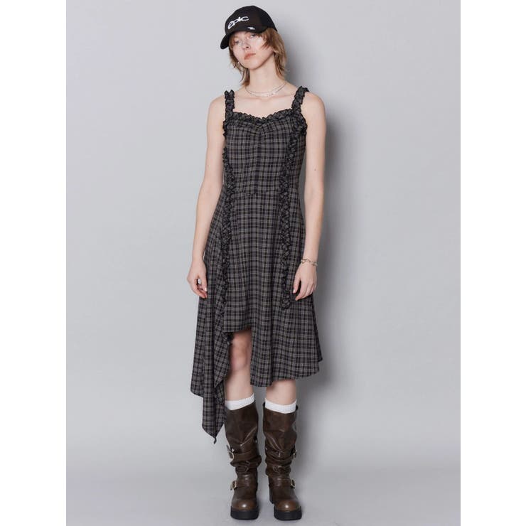 テープフリルアシンメトリーマキシワンピース | EMODA | 詳細画像4 