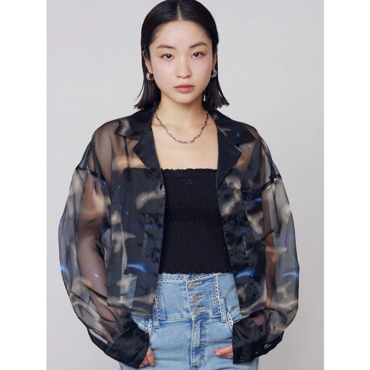 ブラック | エアリーショートシャツ | EMODA