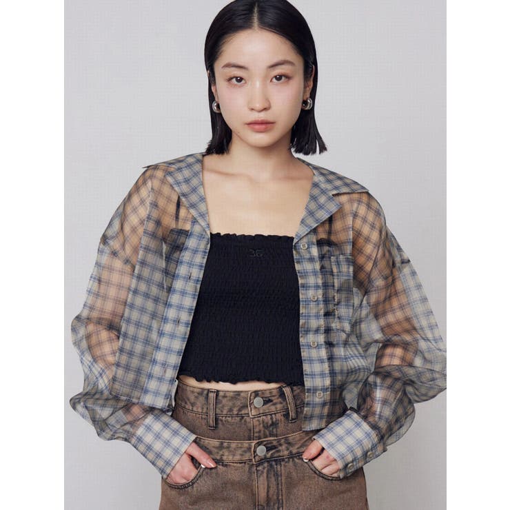 ベージュ | エアリーショートシャツ | EMODA