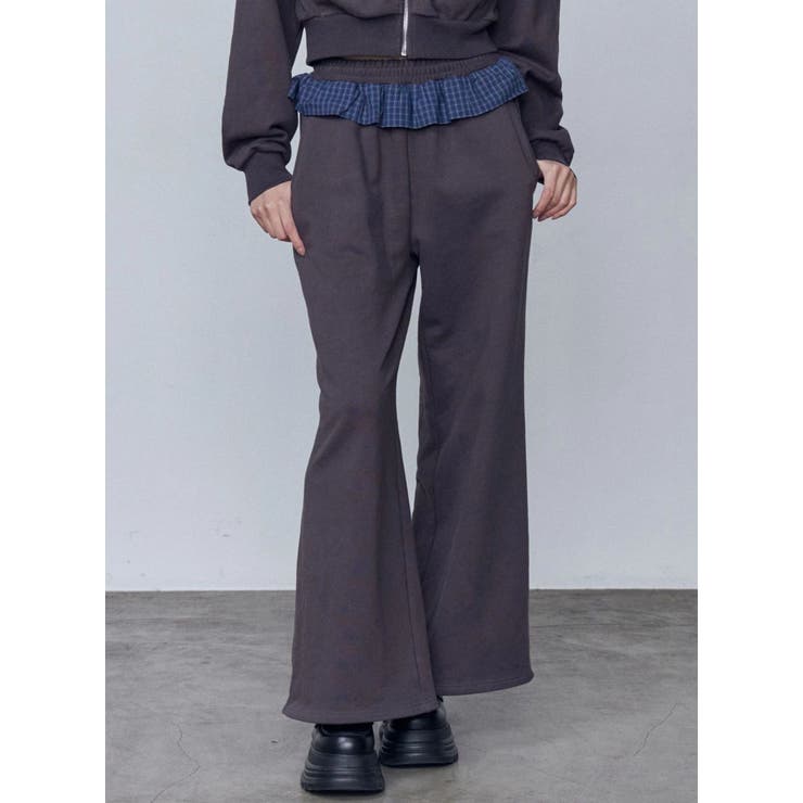 グレー | ウエストフリルスウェットパンツ | EMODA