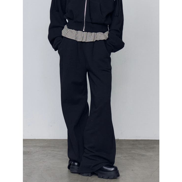 ブラック | ウエストフリルスウェットパンツ | EMODA