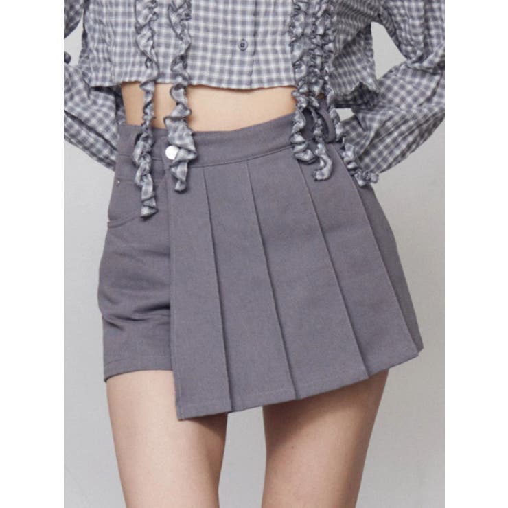 グレー | プリーツラップショートパンツ | EMODA